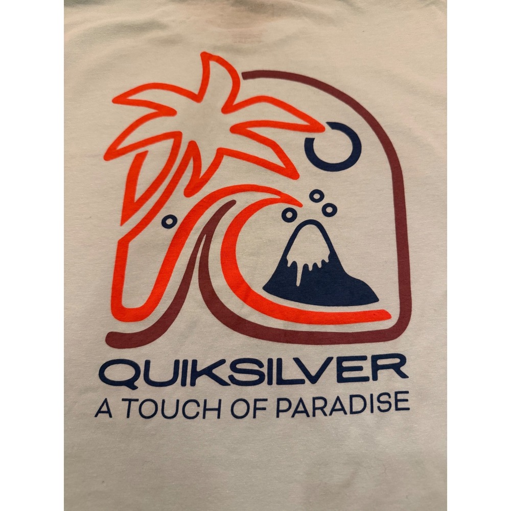 Quiksilver A Touch of Paradise Men's T-Shirt Graphic Print Short‎ Sleeve Tee L